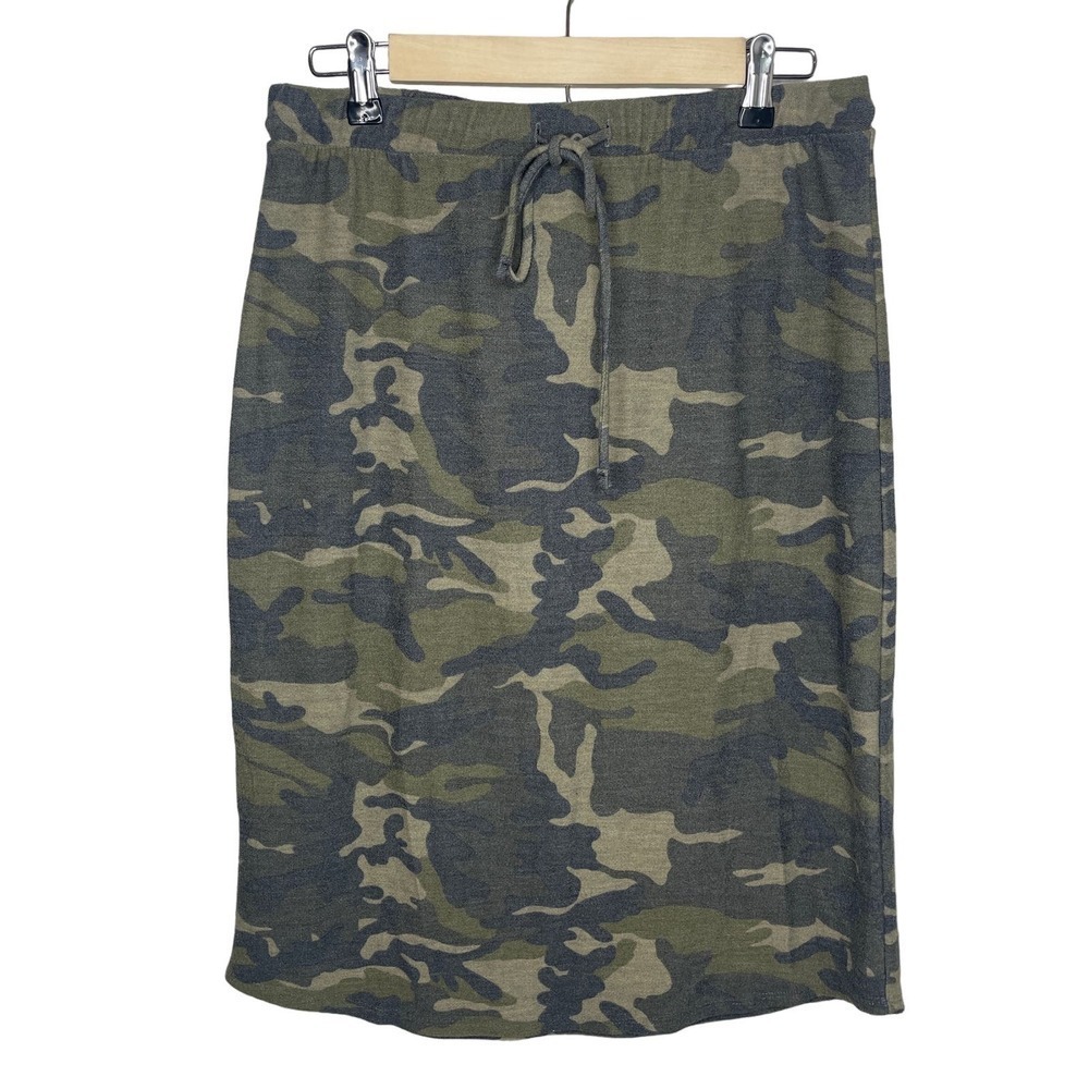 Banyan Tree Comfy Stretchy Camo Camoflauge Midi Length Tie Waist Skirt Sz Large